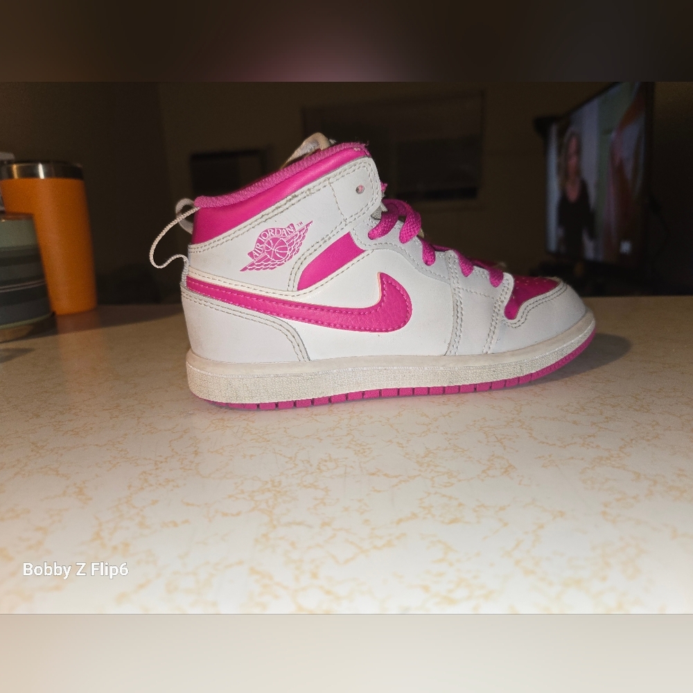 Nike Pink and White High-Top Sneakers